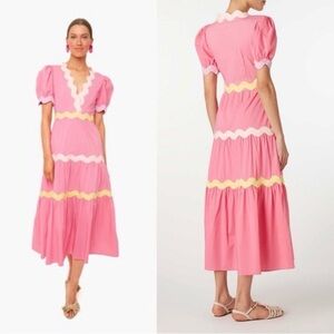 CeliaB Piscis Pink Ric Rac Tiered Maxi Dress in Pink, Size S